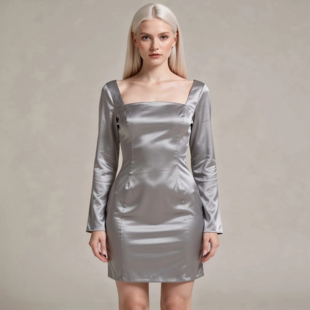 Silver Satin Fairytale Mini Dress | NWT Wild Fable | XL Romantic Coquette